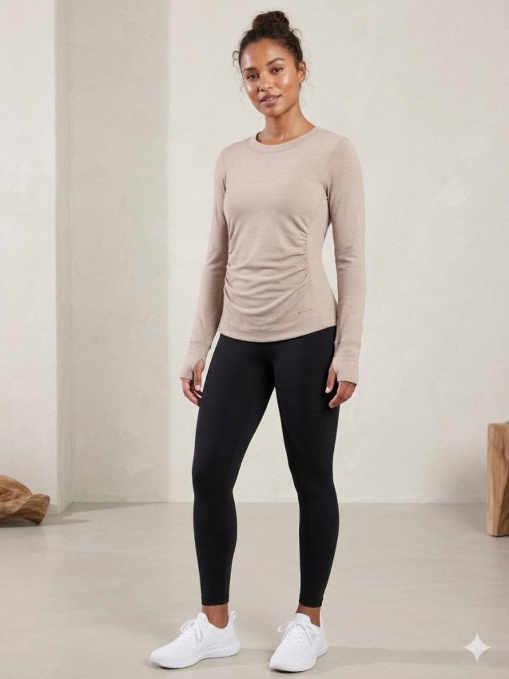Athleta Foresthill Ascent seamless wool long sleeve top | blush sand | S/M